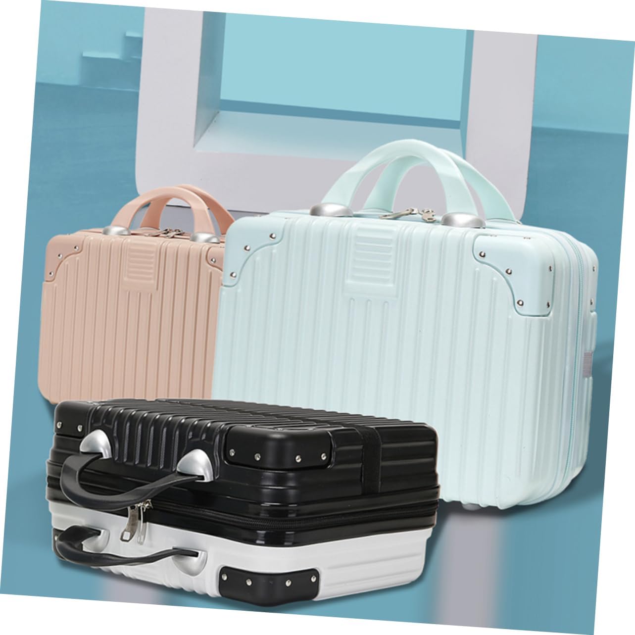 STOBOK Cosmetic Suitcase Makeup Storage Box Portable Makeup Organizer for Travel Home Material Capacity Design for Cosmetics Accessories Easy to Clean Use