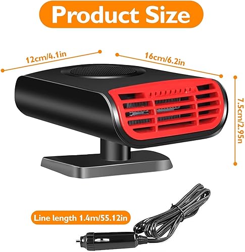 Miniatura 2 de Calentador de Coche, Calentador de Coche Portátil de 12V 150W de Calentamiento Rápido y Descongelador, Calentador y Ventilador Frío 2 en 1 que se