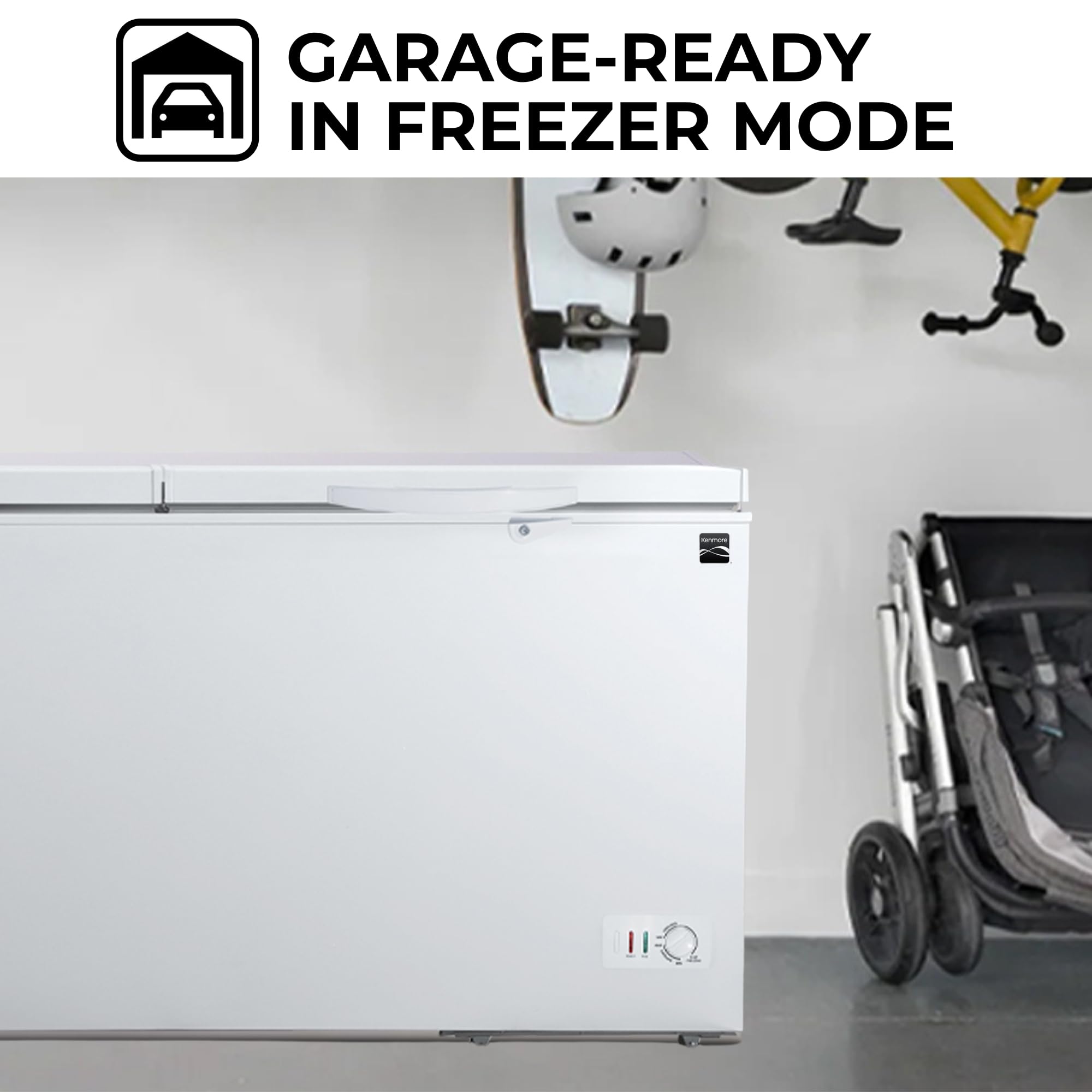 Kenmore Deep Freezer 21.0 Cu Ft - Convertible Refrigerator/Chest Freezer, 2 Hanging Basket, Garage Ready, Meat Storage, Front Drain, Congelador For Home, Apartment, Basement, Cottage, White on Fridge.com - View 6