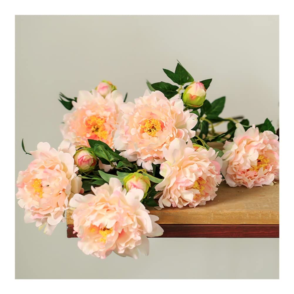 XDLEDMKIZ Lifelike Artificial Flowers Silk Peony, Fake Flowers Arrangement Bouquet for Home Wedding Decoration, Elegant Peonies