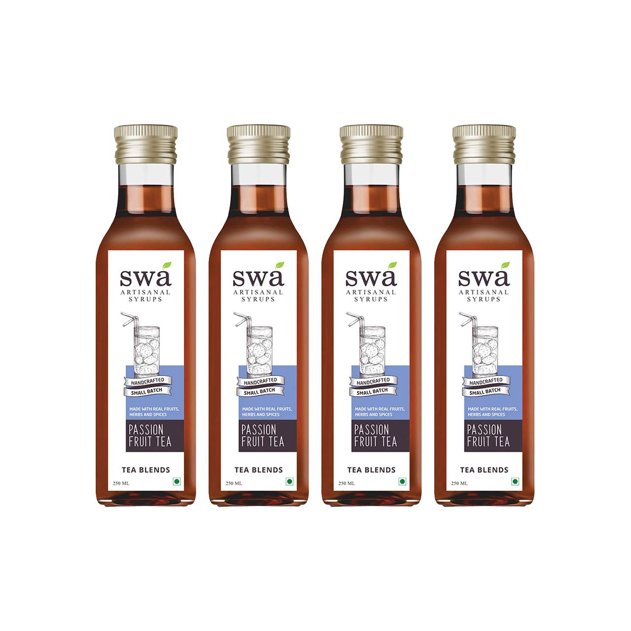 Swa Artisanal Syrups - Passion Fruit Iced Tea, 100% Natural, Pack of 4, Makes 48-60 Drinks, Syrup for Iced-teas / Hot Tea / Cocktails / Mocktails (250ml x 4)-image-13