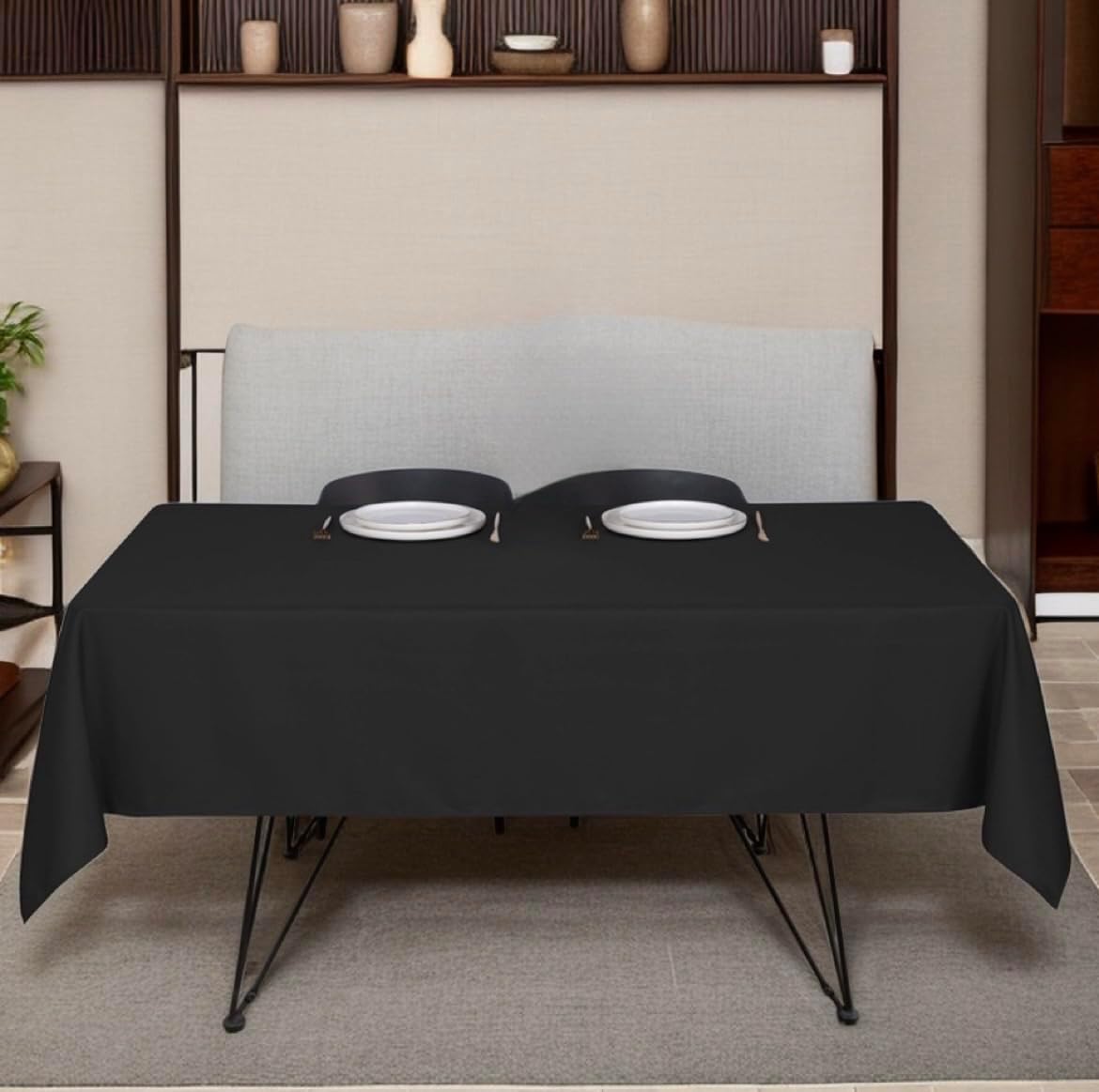 Black Table Cloths Rectangle, 6 Pack 60 x 102 Inch, Polyester Washable Fabric Tablecloth for Wedding Banquet, Restaurant, Parties - Image 7