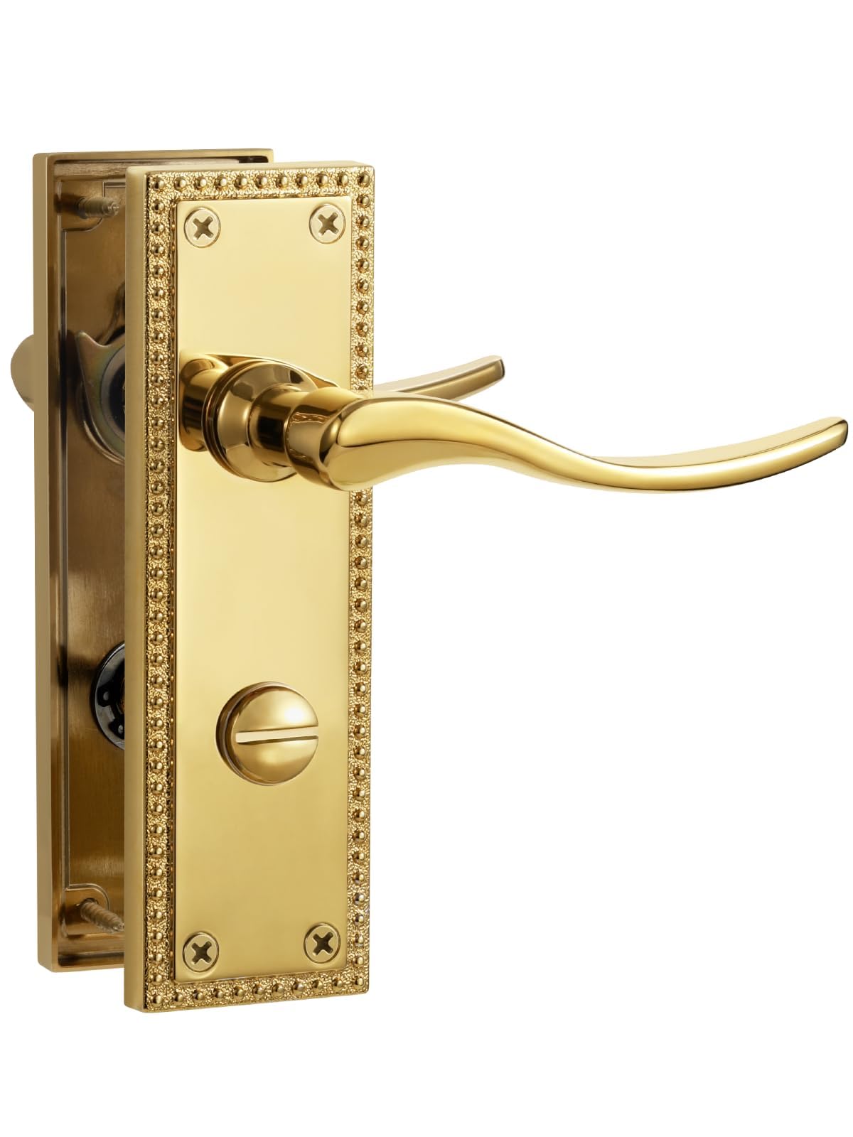 SORWDUERM 1 Pair Victorian Scroll Pvd Gold Internal Door Handles,Short Bathroom Lever Set for Interior Wooden Doors,Fits Standard UK Door,Zinc Alloy