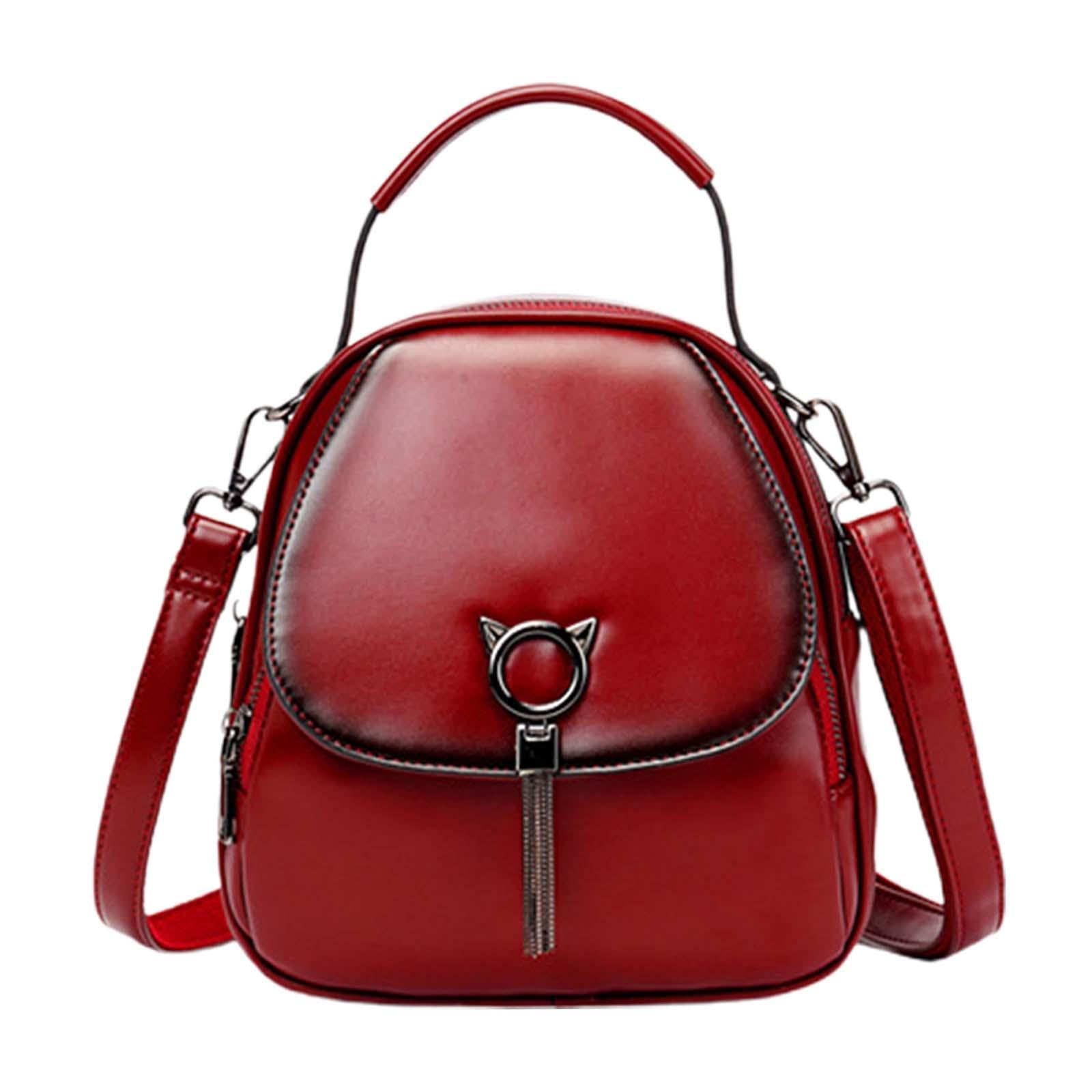 Women Mini Backpack PU Leather Small Cross Bag for Travel Outdoor Summer Red-image-45