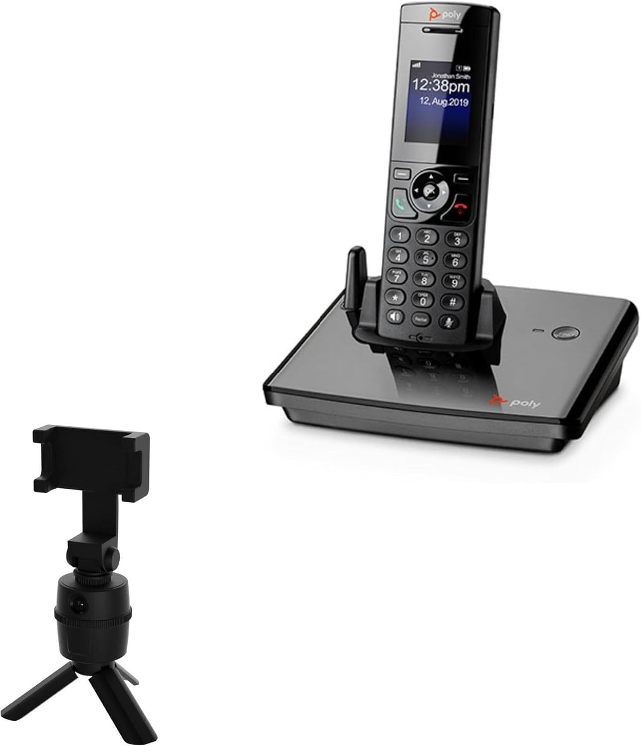 BoxWave Stand and Mount Compatible with Poly VVX D230 - PivotTrack Selfie Stand, Facial Tracking Pivot Stand Mount - Jet Black