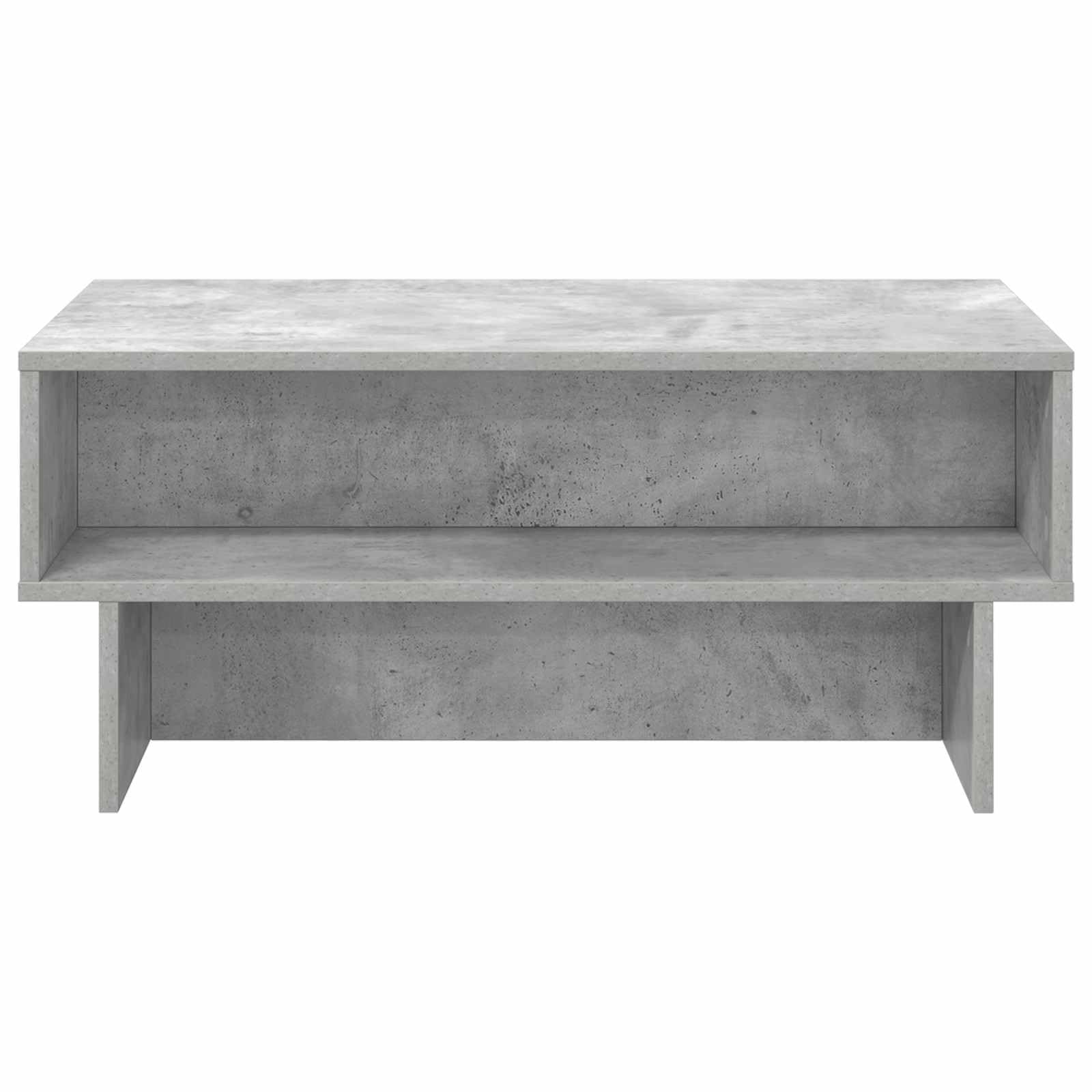 Mesa de centro de hormigón gris 80 x 46 x 35 cm con 2 estantes de madera de diseño moderno, robusta y duradera, pequeña mesa de salón para salón