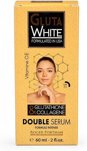 Gluta White Double Serum with Glutathione & Collagen 60ml | Vitamin C & E Formula, SPF 20 Protection, Intensive Facial Serum, Antioxidant-Rich, Formulated in USA
