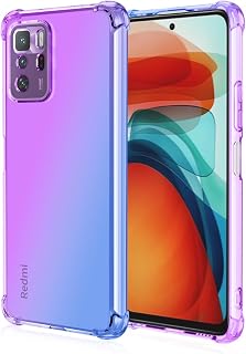 DABUNA Funda para Xiaomi Poco X3 GT 5G y Redmi Note 10 Pro 5G Case Uso Rudo,Transparente Colores Degradados Protectora de Cámara Anticaída Carcasa Bumper(Púrpura Azul)