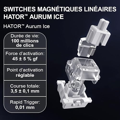 HATOR Skyfall 65 MAG Ultima 8K Clavier Gaming Magnétique avec Rapid Trigger, Magnetic Switches, Snap Tap, Hall Effect, 8000Hz, PC/Mac, Noir, sans Fil/Filaire, Disposition EU (AZERTY) - 5