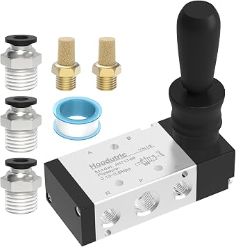 Pneumatic Solenoid Valve, Hoodutric 1/4"NPT 5 Way 2 Position Air Hand Lever Operated Valve Manual Control Push Pull Solenoid Air Valve 4H210-08
