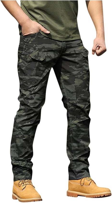 OIOLOYJM Military Cargo Pants for Men Hiking Relaxed Fit Work Waterproof Stretch Tactical Lightweight Outdoor Travel Pant