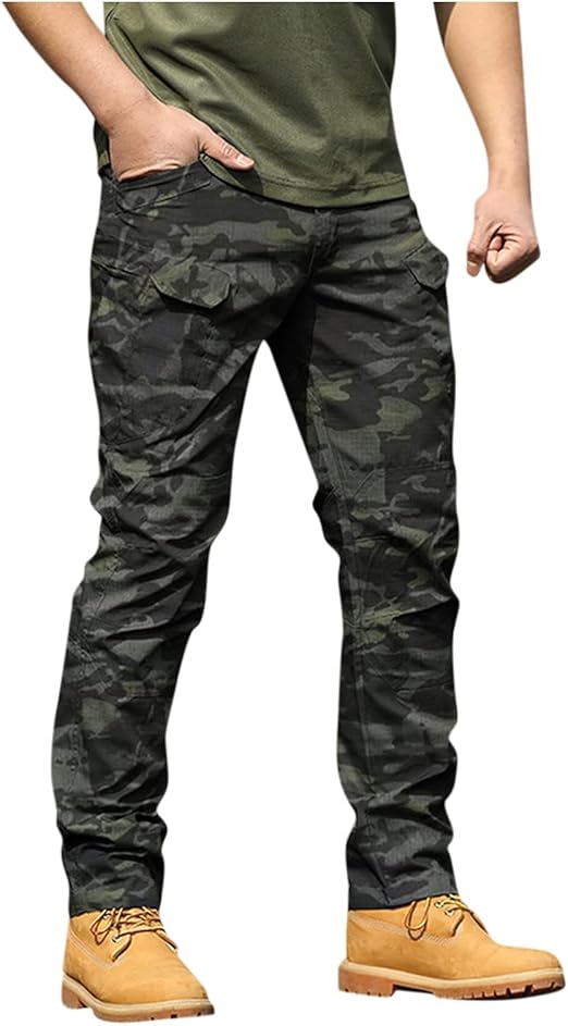 OIOLOYJM Military Cargo Pants for Men Hiking Relaxed Fit Work Waterproof Stretch Tactical Lightweight Outdoor Travel Pant