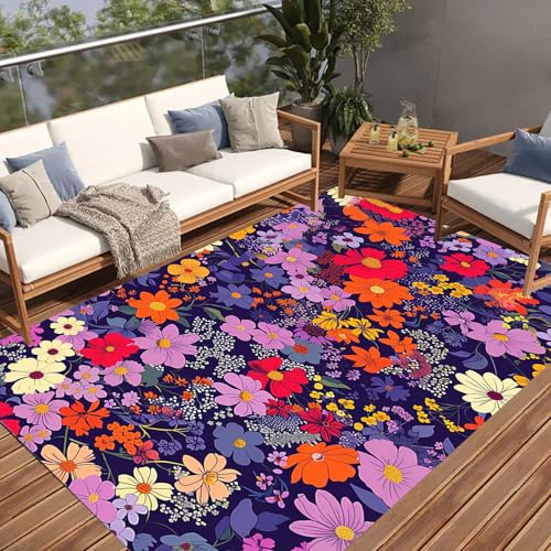 Tapete decorativo floral impermeable 3x5 para exterior