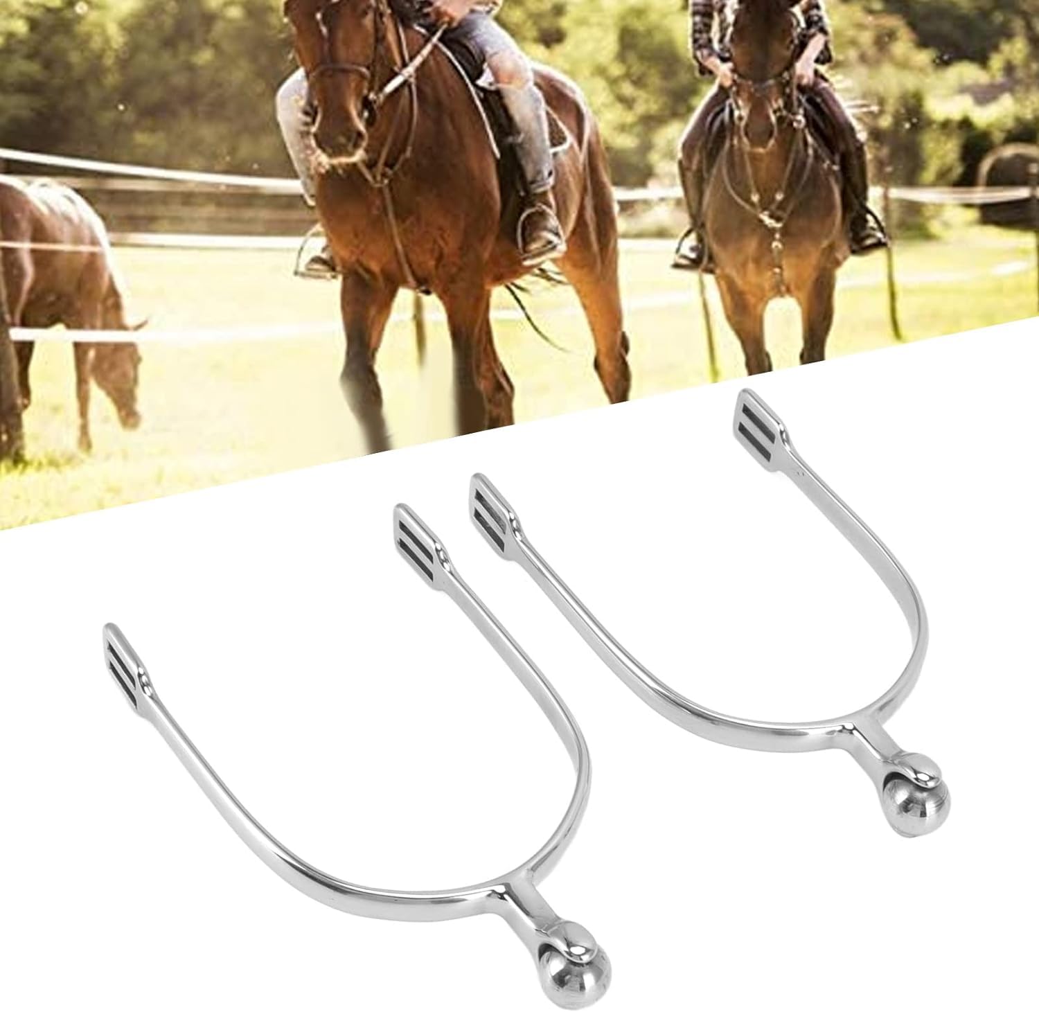 Speroni Da Equitazione In Acciaio Inox Con Sfera A Rullo - 2 Pezzi Per Cavalieri - Foto 3