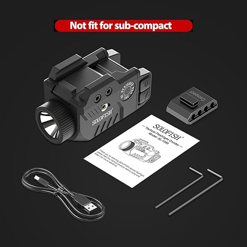 Miniatura 7 de Solofish Combo láser de luz de pistola de 800 lm con riel ajustable, mira láser verde a prueba de golpes y luz de pistola con función