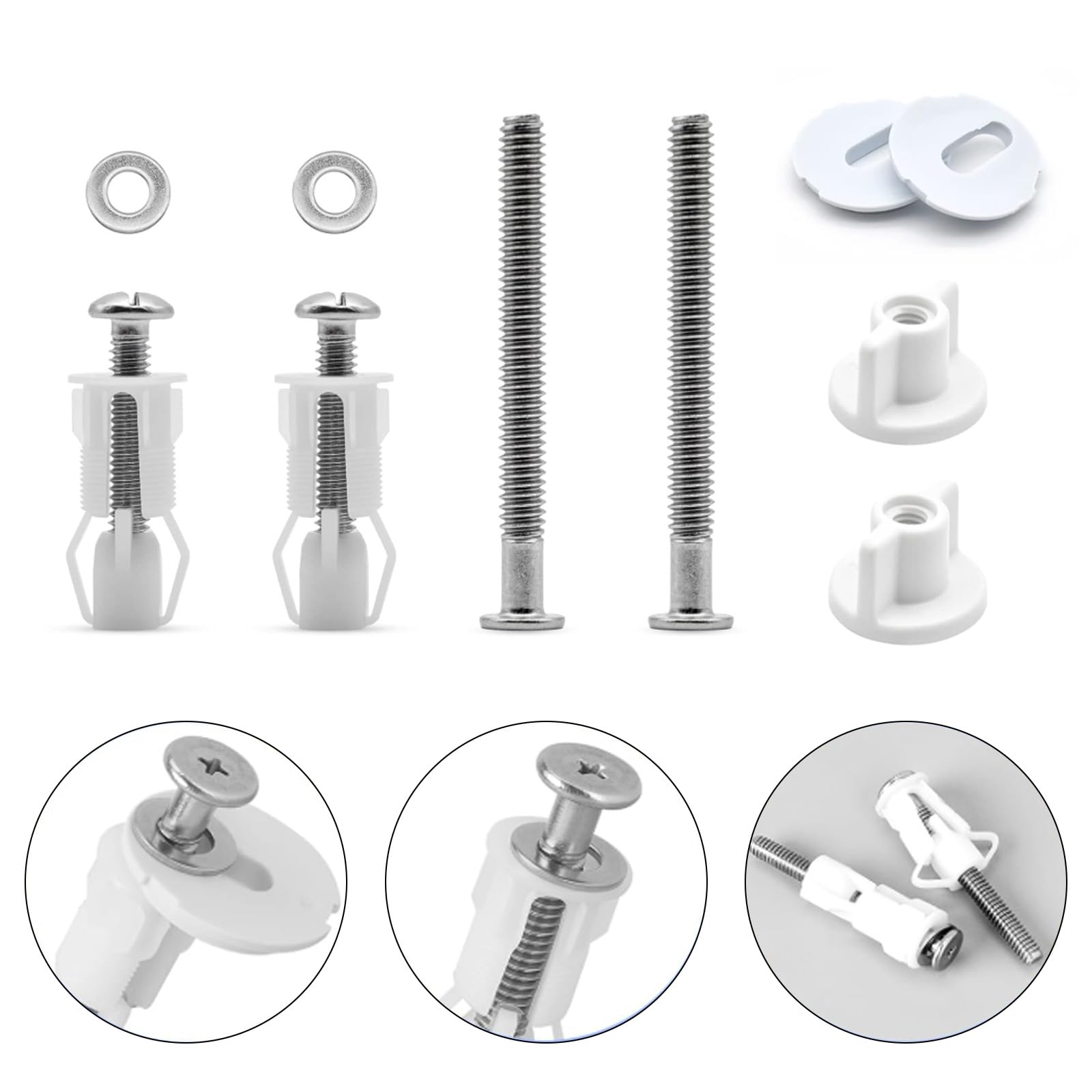 Xiciki 2 works Toilet Seat Fittings Kit, Toilet Seat Screws, Universal Toilet Seat Fixing Kit - Image 3
