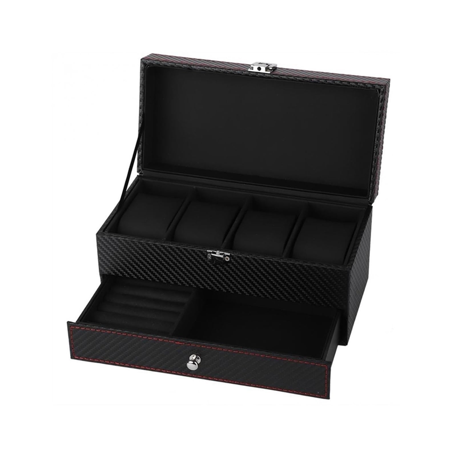 XBTGS Uhren-Display-Box, Uhrenbox, Schmuck-Display-Aufbewahrungsbox, Uhren-Aufbewahrungsbox, schwarze Uhrengehäuse für Herren,