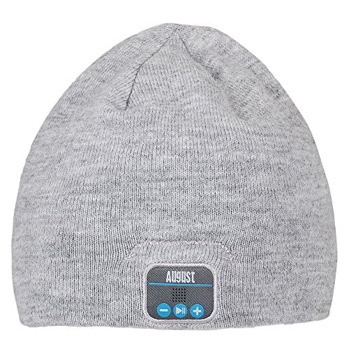 Preisvergleich Produktbild August EPA20 Bluetooth Mütze Winter Beanie mit Bluetooth Stereo Kopfhörer, Mikrofon, Freisprechen und integriertem Akku für Damen, Herren, Kinder (Unisex, Einheitsgröße) - Farbe: Grau
