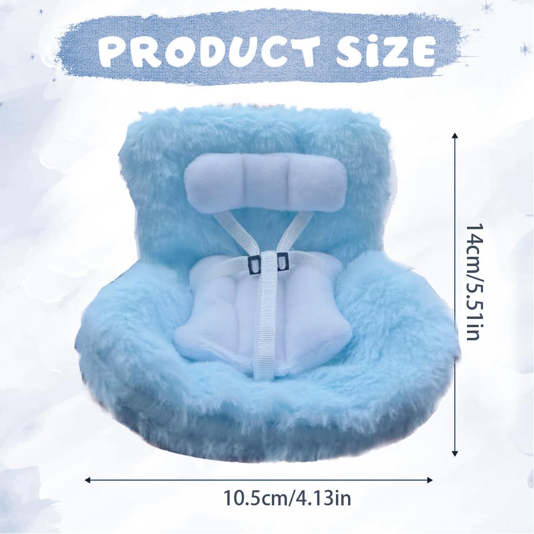 NHQZ Asiento de coche para muñecas Labo con suave cojín de felpa,clip de ventilación,decoracion coche,bonita y práctica decoración de coche para Labo y coleccionistas de muñecas(Azul)