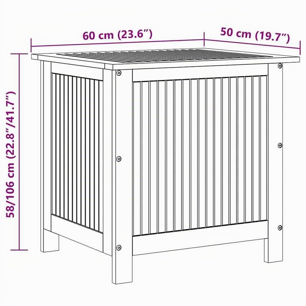 vidaXL Akazienholz Massiv Garten Aufbewahrungsbox Auflagenbox Gartentruhe Kissenbox Gartenbox Kissentruhe Gartentruhe Truhe 60x50x58cm