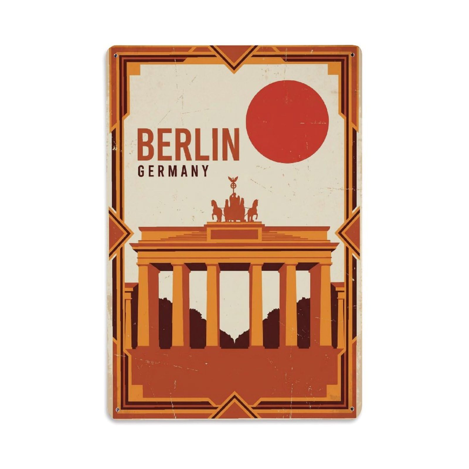 Gead 8X12inch Style Vintage Travel Berlin Germany Gate Metal Tin Sign