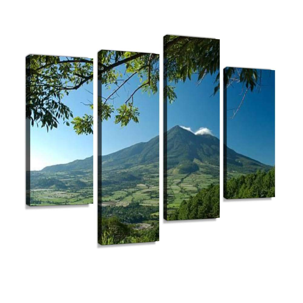 San Vicente Volcano El Salvador Central America Canvas Wall Art Hanging Paintings Modern Artwork Abstract Picture Prints Home Decoration Gift Unique Designed Framed 4 Panel