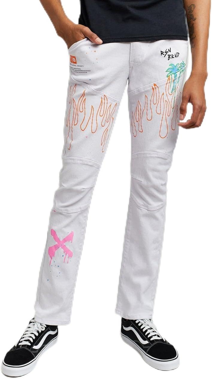 Reason Pants for Men, Men’s Dante Faux Leather Zip Pocket Pants, Lightweight Casualwea