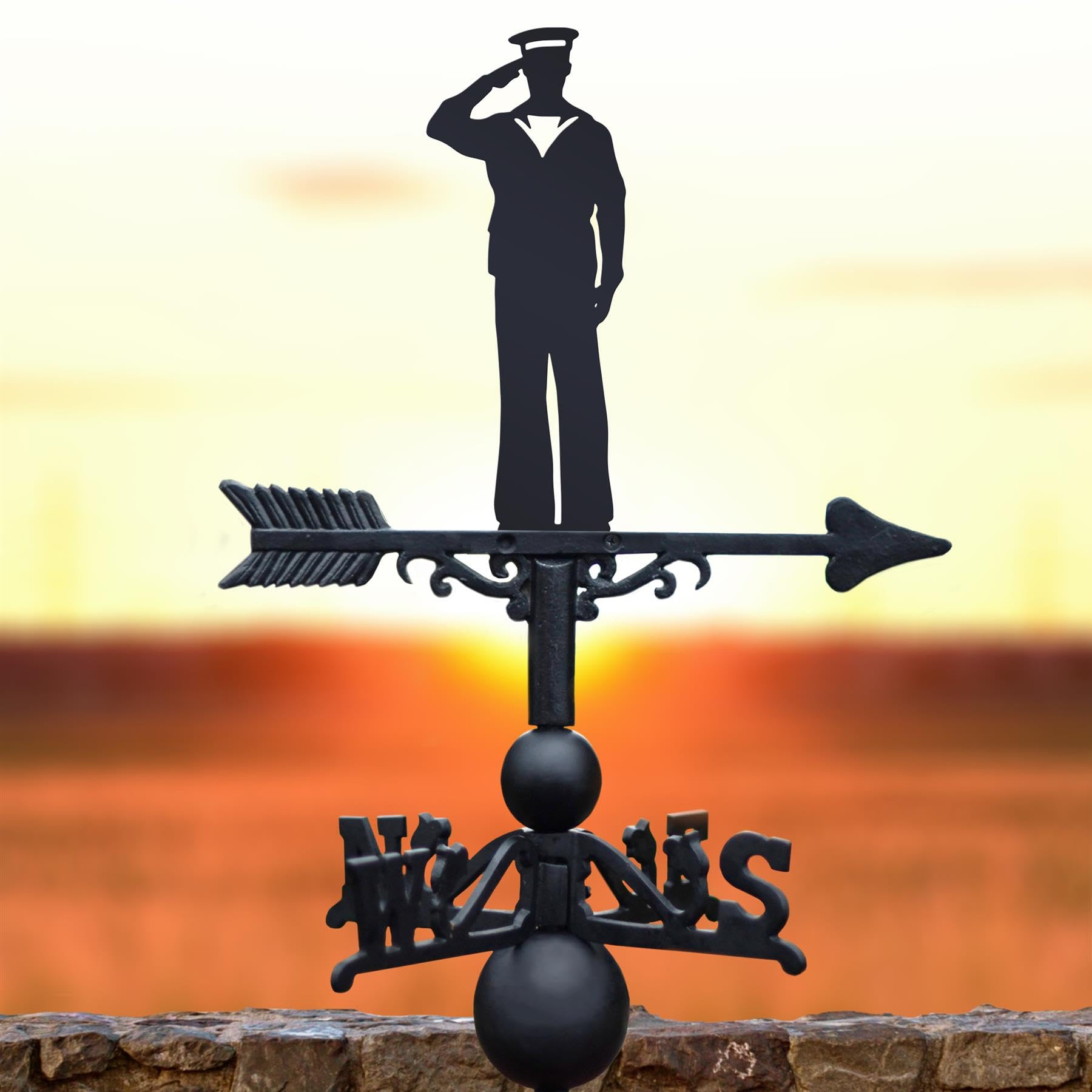 Black Country Metal Works Black Cast Iron And Steel Royal Navy Officer Weathervane