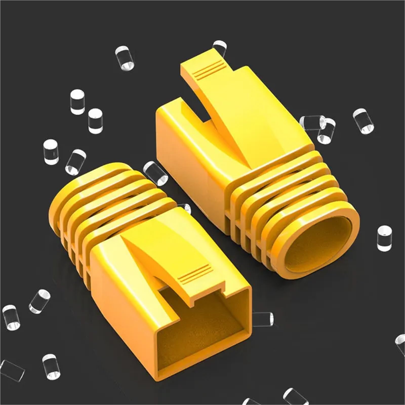 Osłony wtyczek kablowych RJ45, 150 szt., osłony odciążające złącza sieciowe Ethernet(Black,OD 7.5mm)