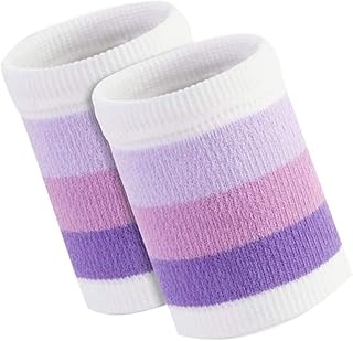 2 Pcs Sports Wristbands Wrist Striped Sweatbands Wrist Guard Stretchy Bands for Tennis, Running, Basketball, Gymnastics, Yoga