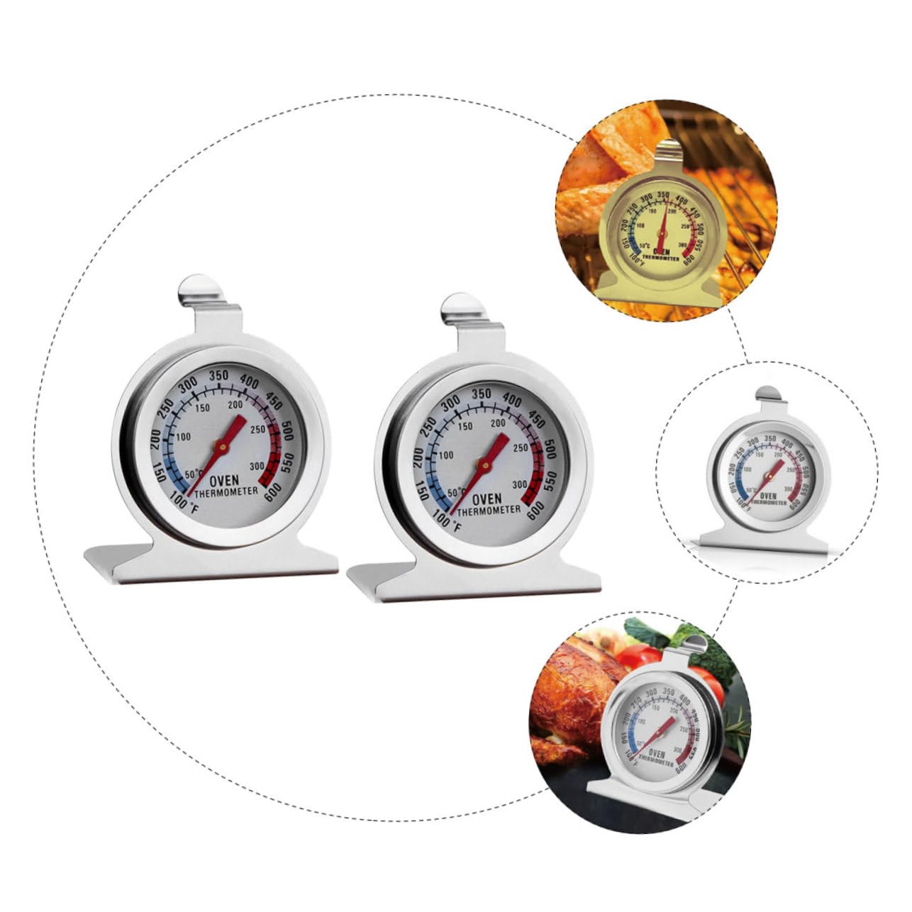 LALADEFIEE Indoor Outdoor Thermometer Oven Safe Meat Thermometer Stainless Steel Set