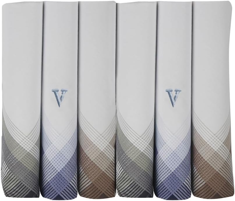 Men's Cotton Casual Style Colour Border Handkerchief With Brand Logo (Pack Of 6), Multicolor, 45