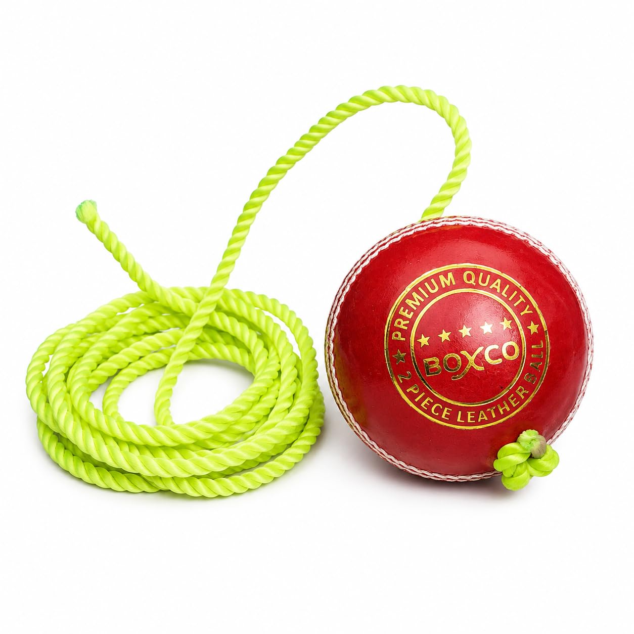 BOXCO Cricket Leather Hanging Ball.Knocking Ball for Practice (RED) 7 ft, (Red) Standard Size-picture-26