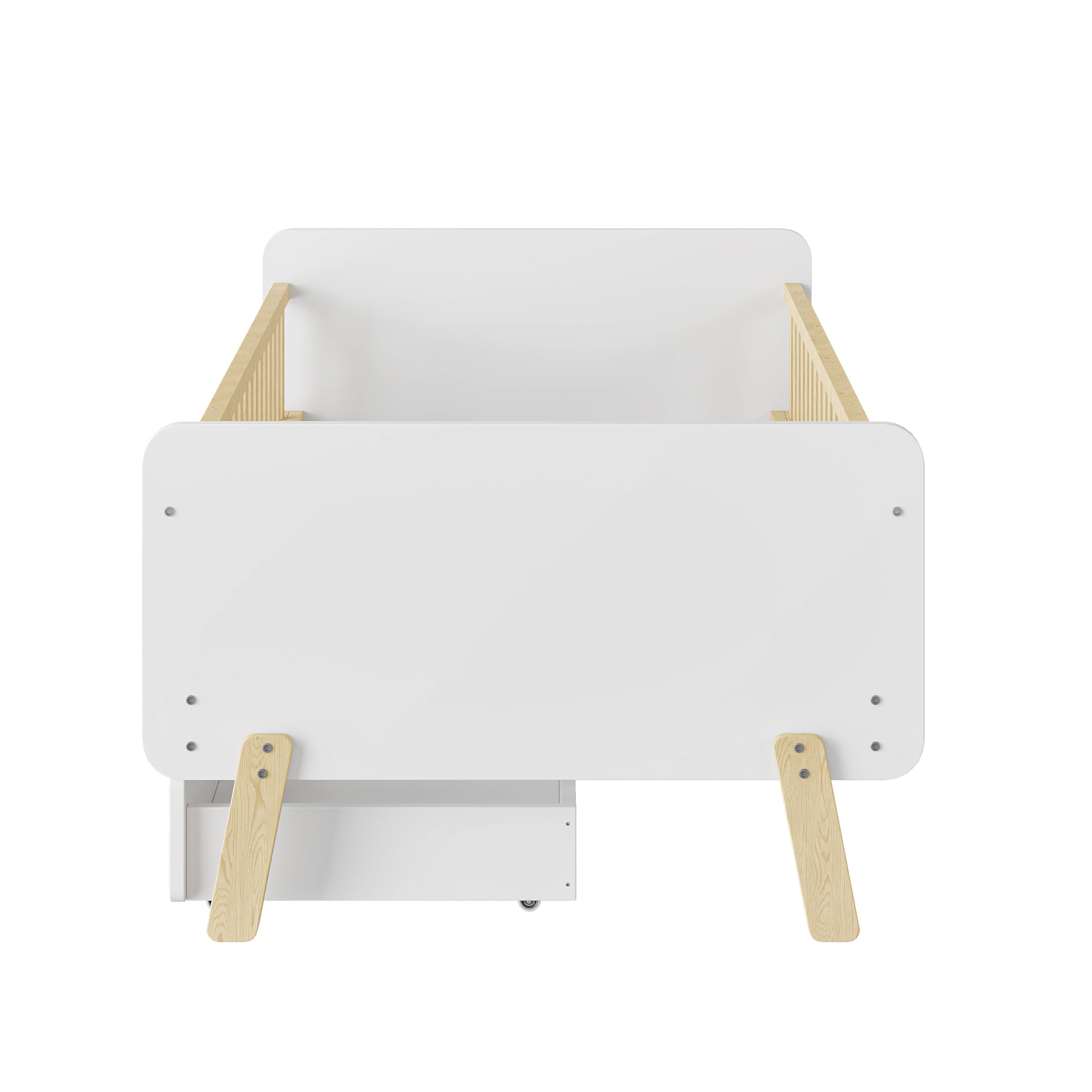 Lexiou Cama infantil 90 x 190 cm con 2 cajones, cama individual de madera maciza con somier (blanco)