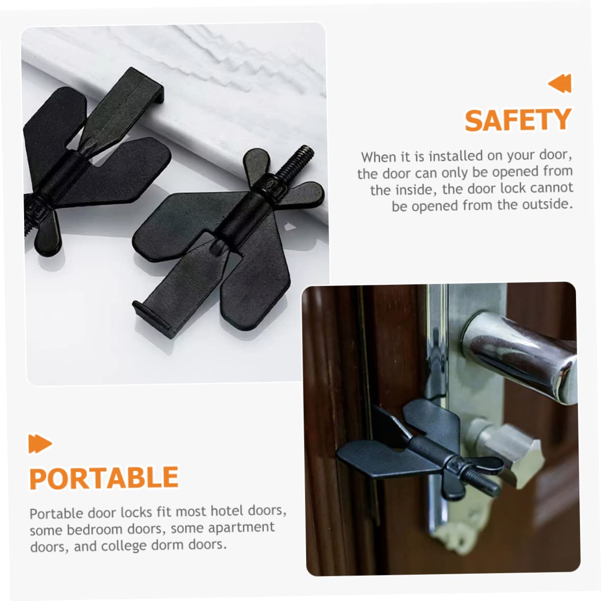 Angoily 3 Piezas Tope De Puerta Antirrobo Topes De Puerta De Seguridad Cerradura De Puerta Portátil Cerradura De Puerta De Seguridad Para El Hogar Casillero De La Puerta Acero Inoxidable
