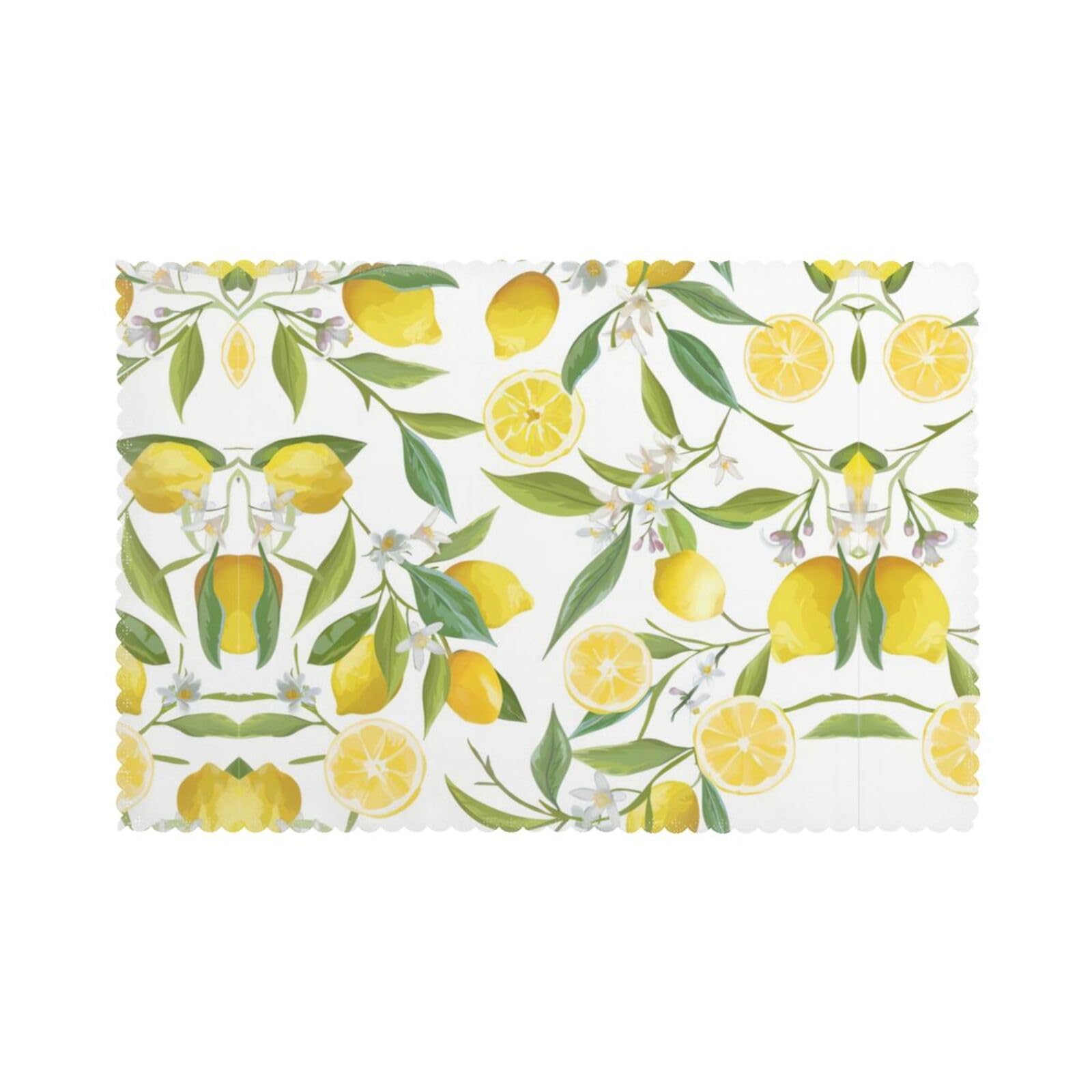 Fresh Tropical Lemons Printed table mat set (6 pieces) - Aesthetic upgrade for family gatherings and hotel banquets
