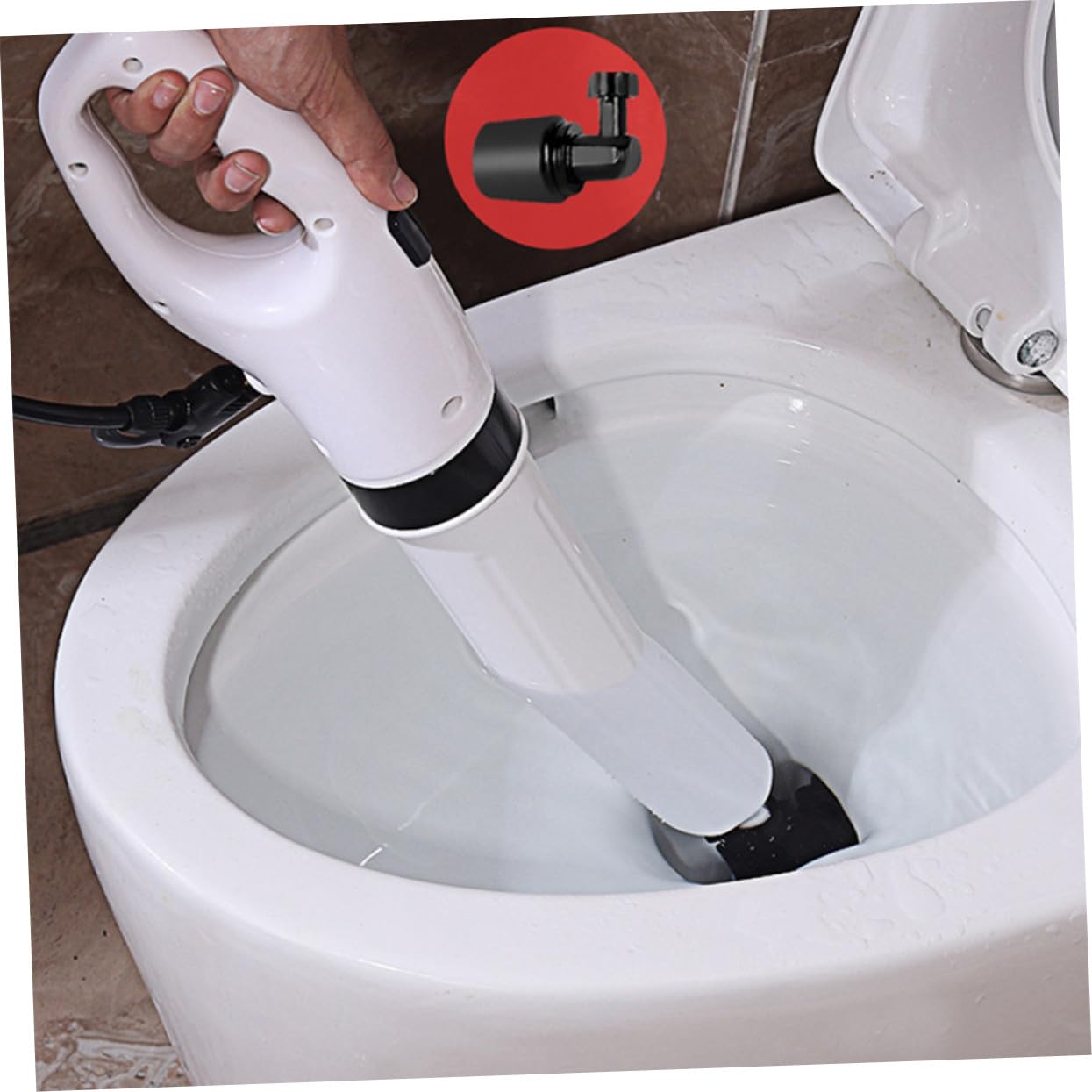Ventouse de Toilette en Plastique Blanc Tête Flexible pour Débouchage