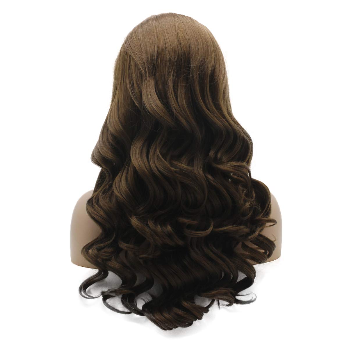 Lushy Hair Wavy Long 24inch Light Ash Brown Wig Heat Friendly Heavy Density Realistic Synthetic Lace Front Wig