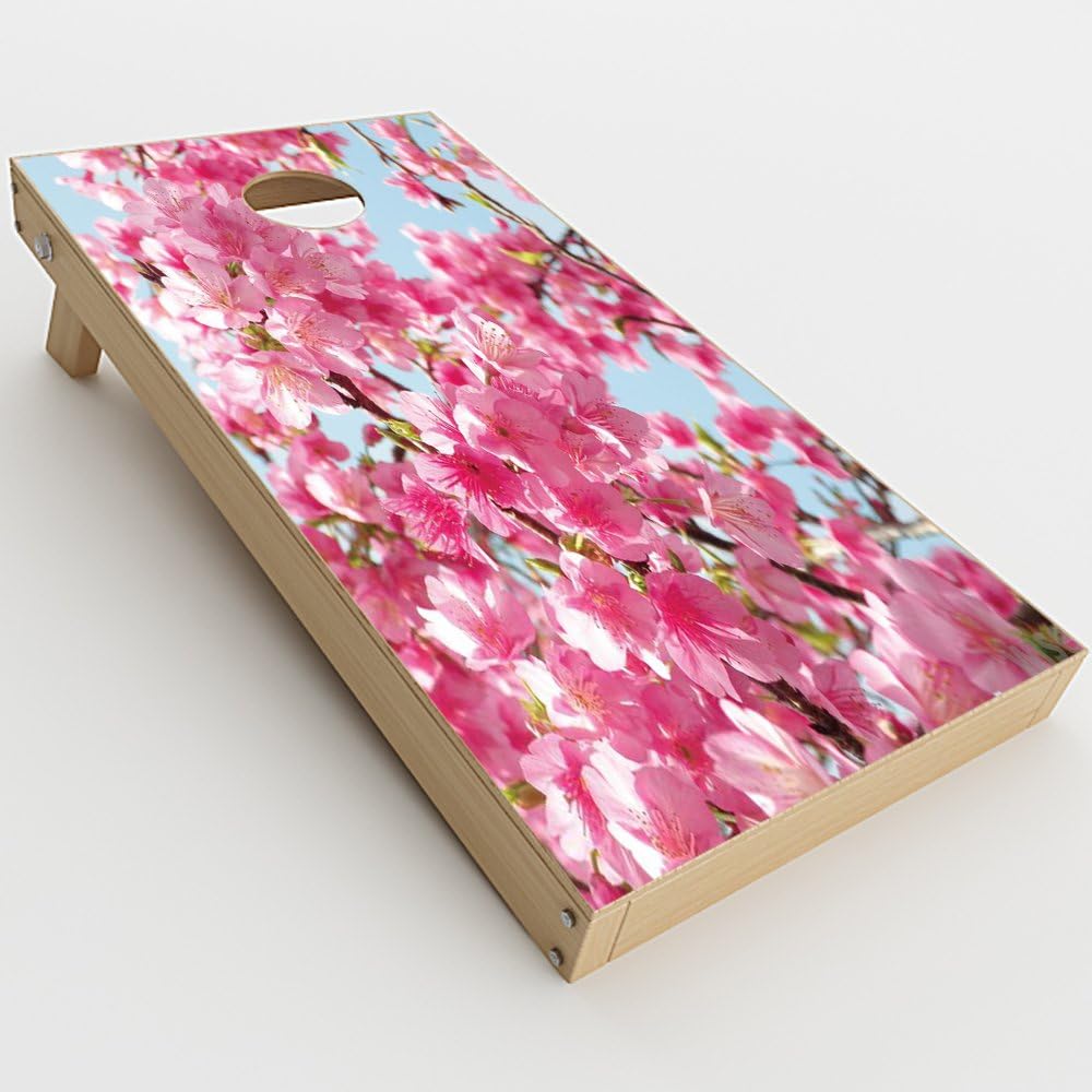 Skin Decal Vinyl Wrap for Cornhole Game Board Bag Toss (2xpcs.) Skins Stickers Cover/Cherry Blossom