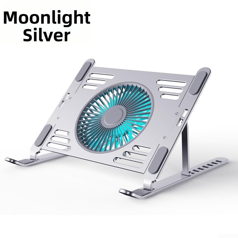 Soporte de refrigeración para laptop, ultraligero, ajustable, con 3 ventiladores silenciosos, ergonómico, plegable, portátil, para tableta con ventilador de aleación (negro)