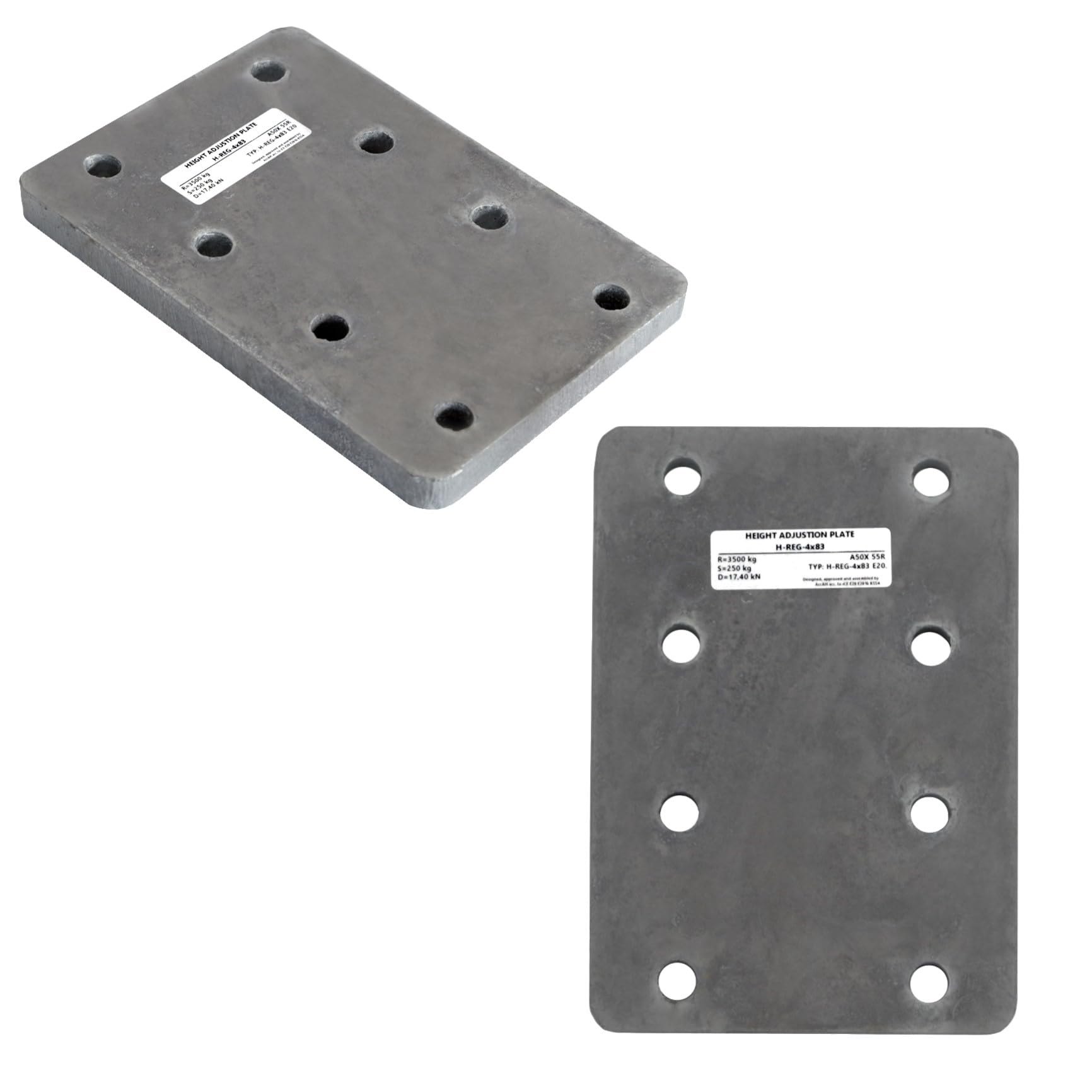 XIMPLIO Universelle Adapterplatte zur Höhenverstellung 4x83 der Anhängerkupplung für 4-Loch 83x56 mm AHK-Bock Flanschkugeln. verzinkt (ohne Schraubenset)
