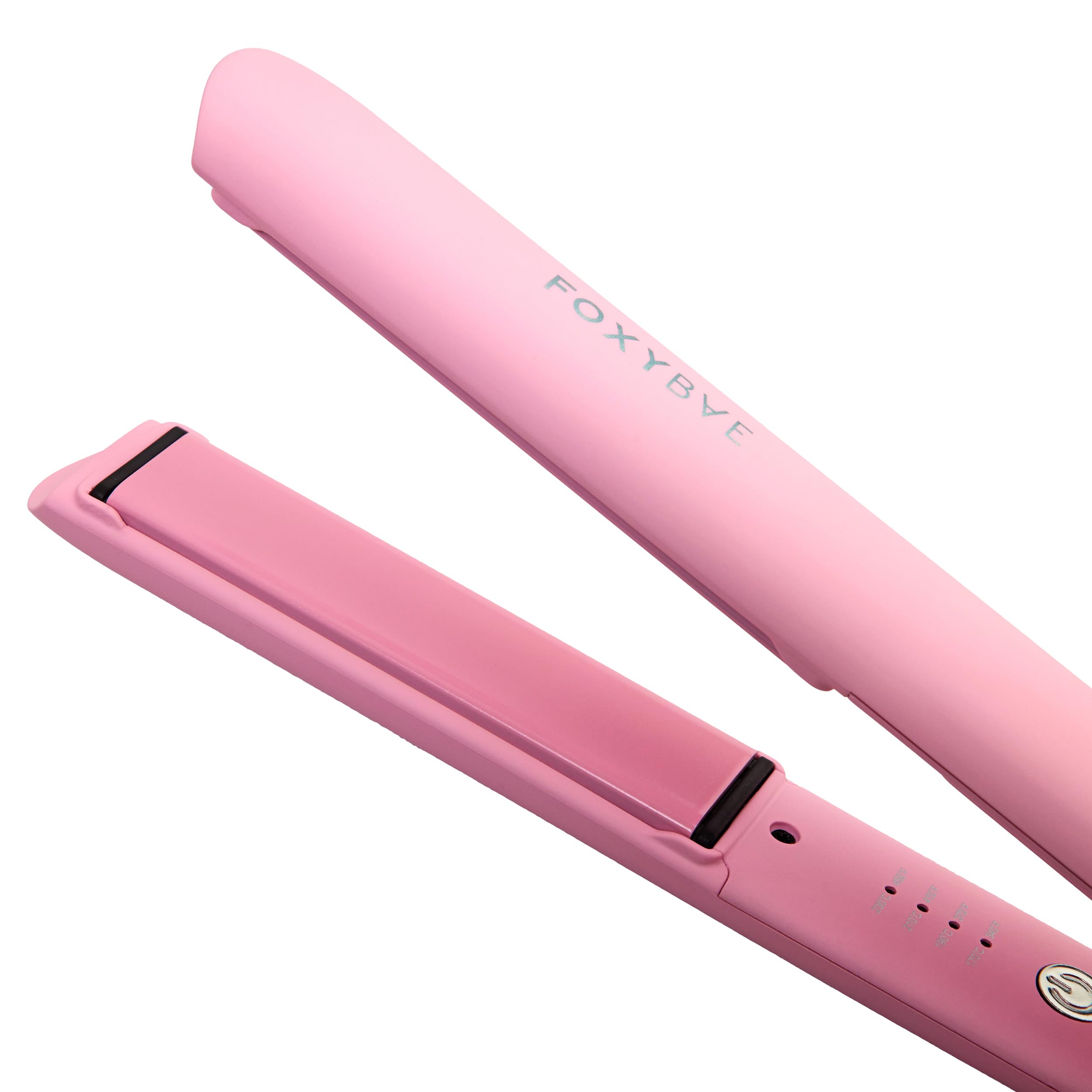 FoxyBae Hair Straightener, 1" Sleek & Slay Ceramic Flat Iron Hair Straightener - Dual Voltage Portable 2 in 1 Hair Curler & Straightener for Frizz Free, Shinier & Smoother Hair [Party-Pink]