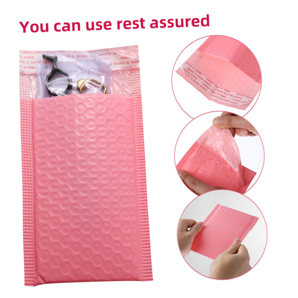 Enveloppe à Bulles Rose 100 Pièces en Pe, Adhérence Forte