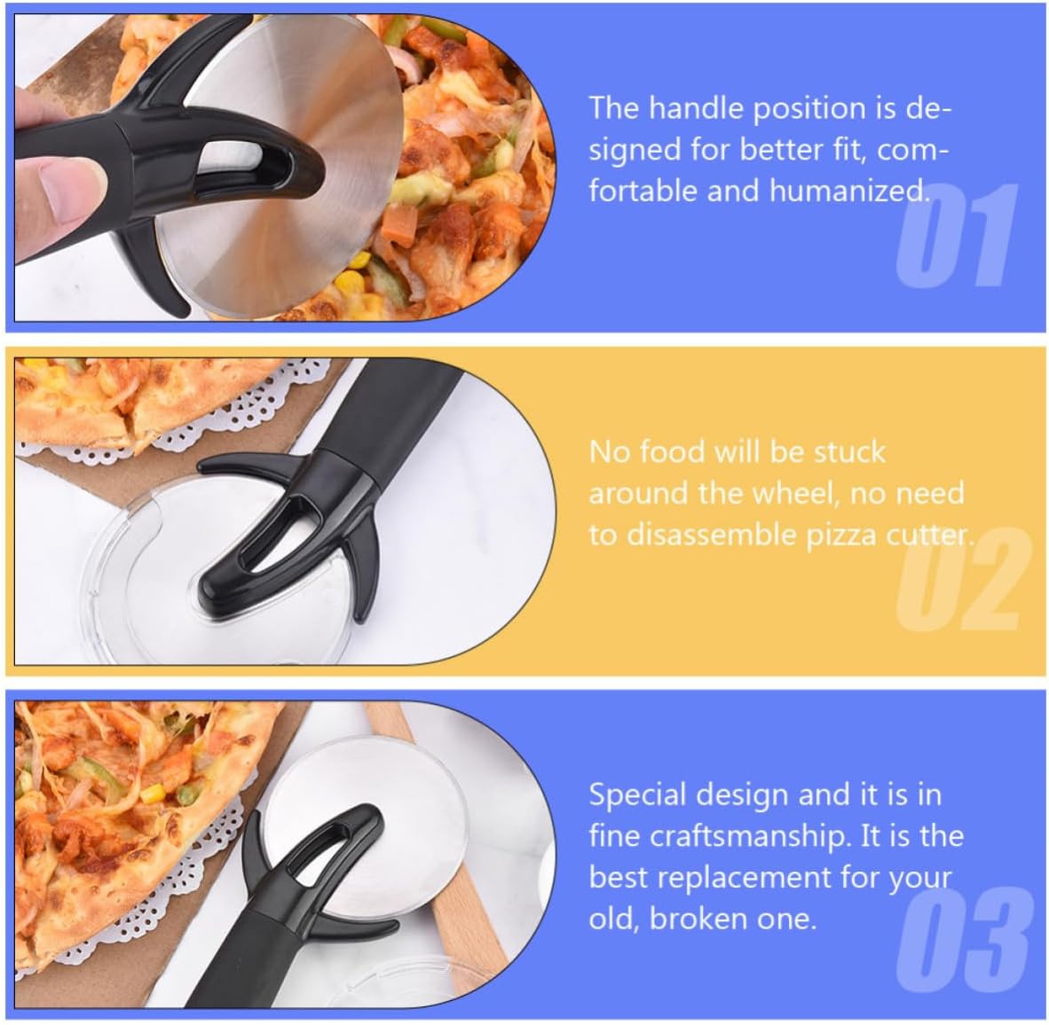 Pizza Wheel and Cutter with Anti Skid Handle Stainless Steel