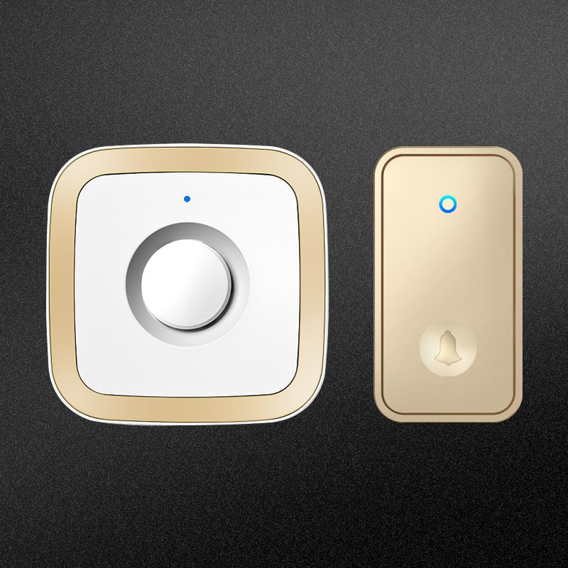 SLDAGe Self-Powered Wireless Doorbell, Cordless Plug in Door Bells, IP68 Waterproof Door Chime Bell, 60 Ringtones, 0-120dB Loud 5 Levels Volume, 500ft Range, No Battery Required,Gold