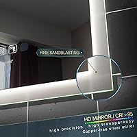 Vista 4 de Espejo de baño LED de 20 x 28 pulgadas con sensor de movimiento y altavoz Bluetooth, espejo de tocador de maquillaje con control táctil, montaje