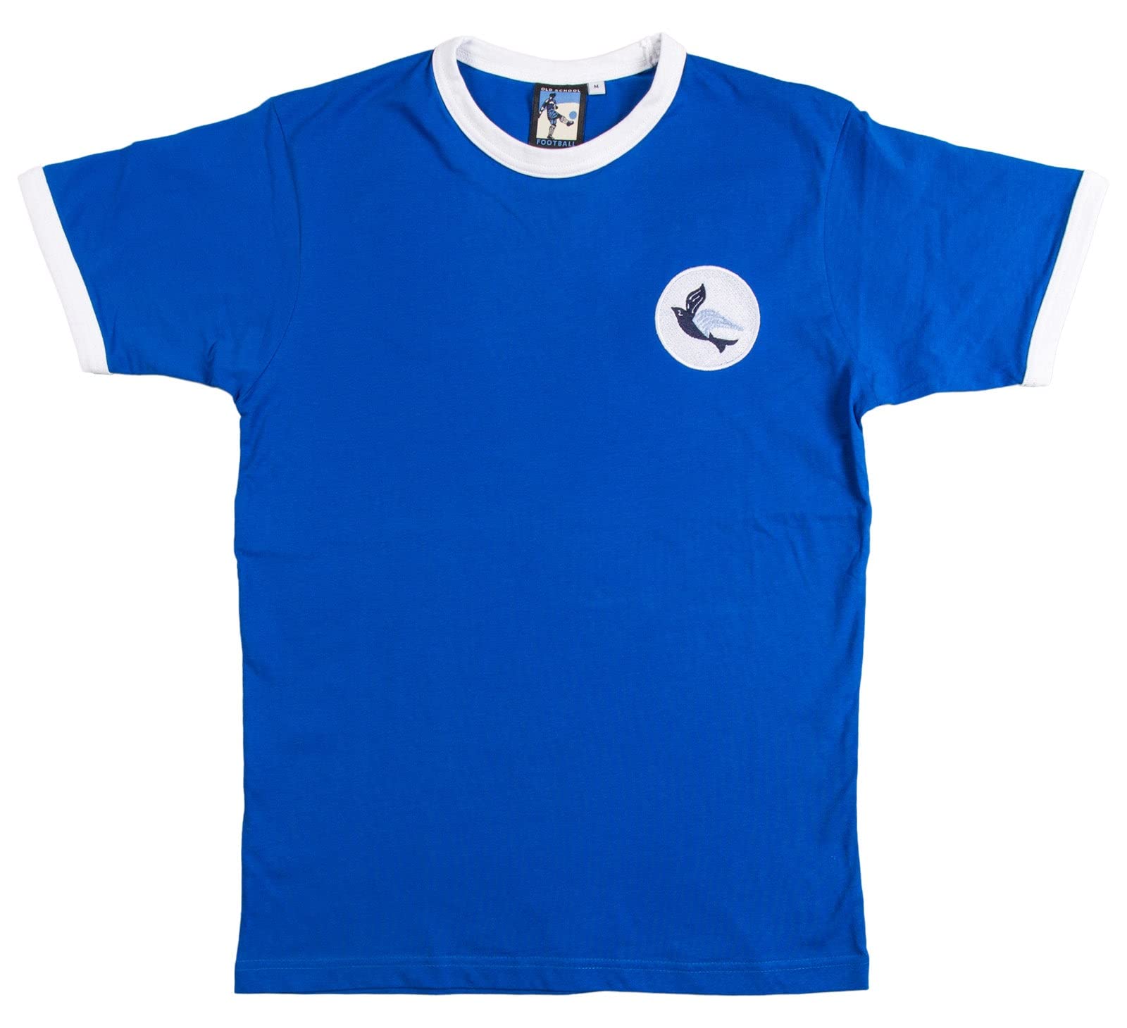 Old School Football Royal/White Cardiff 1960S Football T Shirt Embroidered Logo (S)