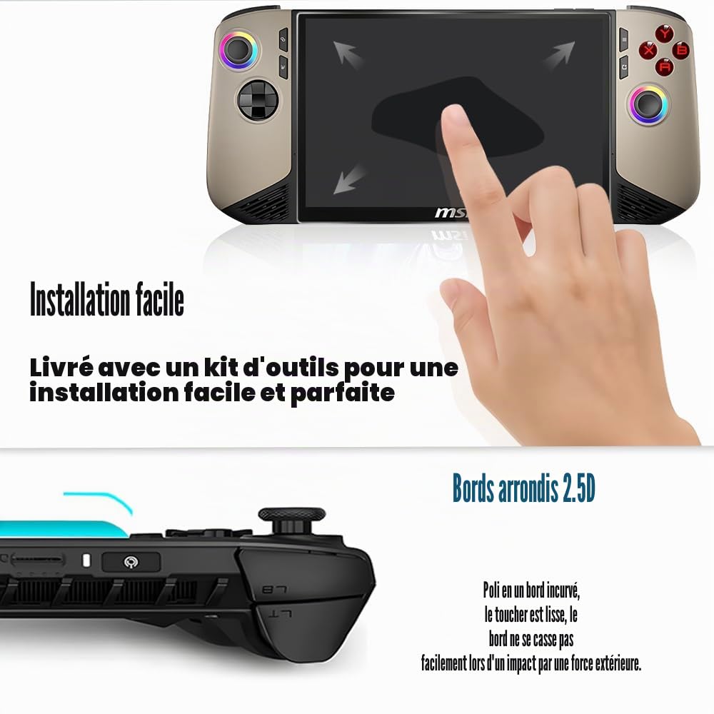 Lot de 2 Films de Protection D'écran en Verre Trempé pour MSI Claw 8 AI+ A2VM Handheld 2025, 8 Pouces, Transparent Ultra HD, Anti-Rayures, Anti-Traces, Sans Bulles