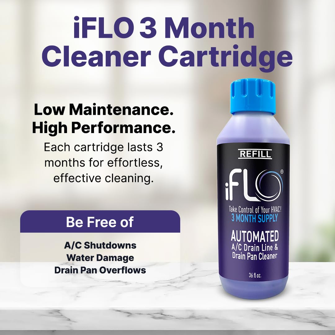 iFLO Inteligentny automatyczny wkład do czyszczenia przewodu odpływowego AC (1 x wkład 36 Fl Oz)