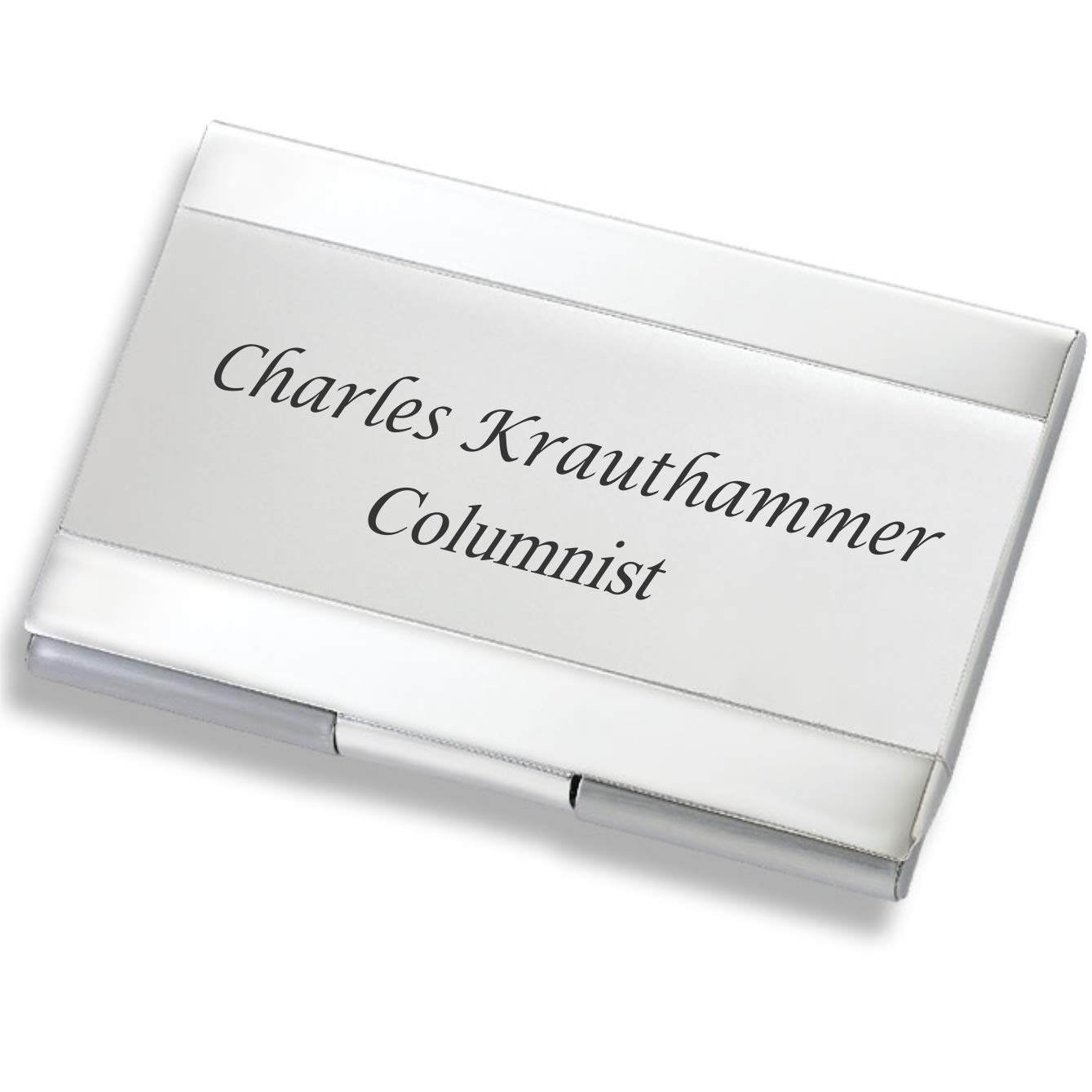 Personalized Silver & Satin Business Card Case Holder Custom Engraved Free - Professional Gift for Men or Women, Free Engraving - Ships from USA
